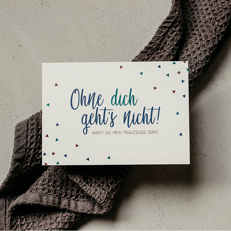 Trauzeugen-Postkarte "Ohne dich" (blau)